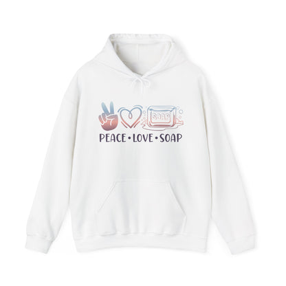 Peace Love Soap Making Hooded Sweatshirt